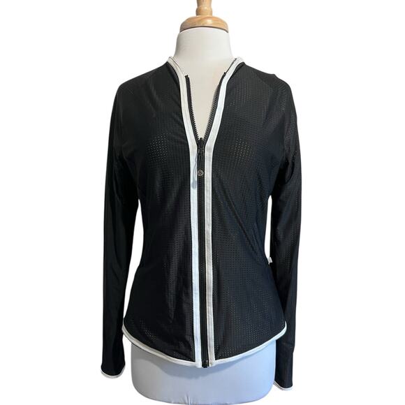 Lululemon Jacket Women's 10 Reversible Find Your Bliss Zip Black Heat Wave Mesh - Picture 5 of 10